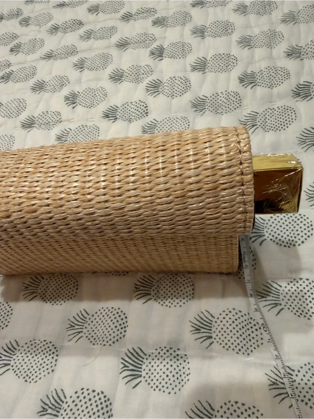 **summer** must have bag woven rattan Roll-Top Clutch with Gold Hardware